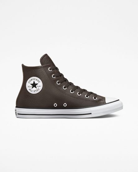 Dámské Boty Vysoké Converse Chuck Taylor All Star Tumbled Læder Hnědé Bílé Černé | CZ IS31O24